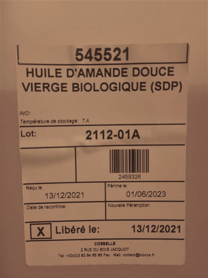 Huile d'amande douce vierge BIO - 8.48Kg